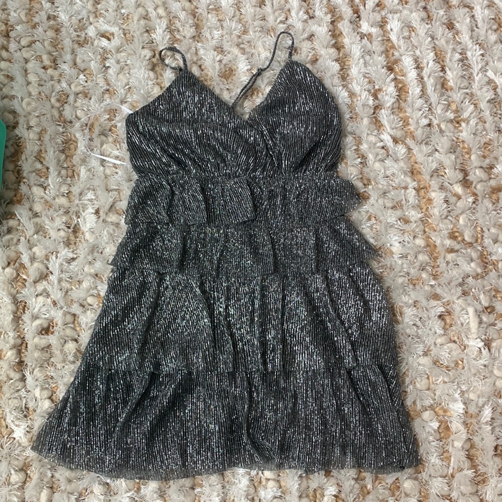 Lulus silver glitter dress M